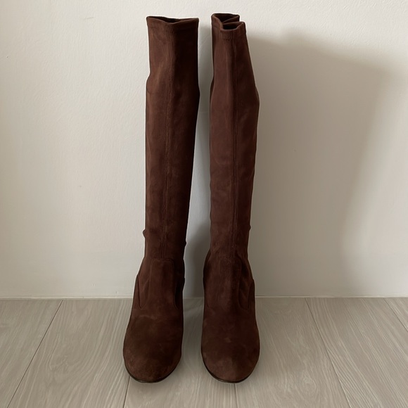Valentino Brown Stretch Suede Knee Boot - Picture 5 of 12